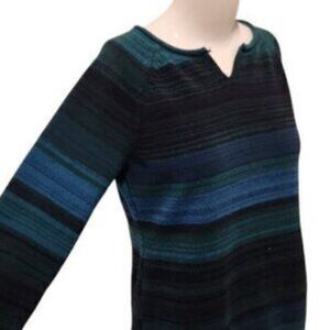 Eddie Bauer green/blue striped sweater, sz S